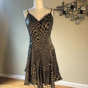 Bias-cut psychedelic graphic slip-dress